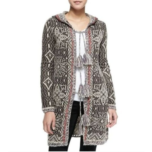 Free People Sweaters - FREE PEOPLE KAI TASSEL HOODED CARDIGAN XS BOHO RUSTIC INDIE COTTAGECORE